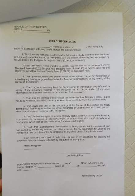 Сопровождающие документы для экстрадиции на родину заключенных тюрьмы Бикутан Республика Филиппины (Фото из личных архивов)